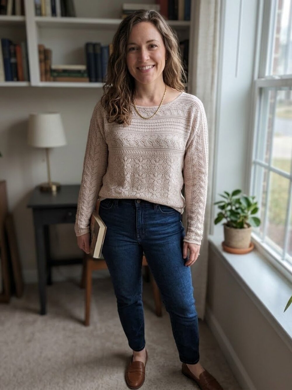 NEW ISELFIELD Silk Blend Open Knit Round Neck Pullover Sweater